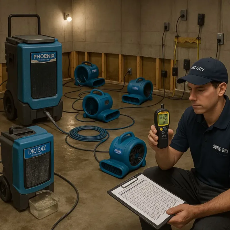Structural Drying and Dehumidification process in Kaufman, TX